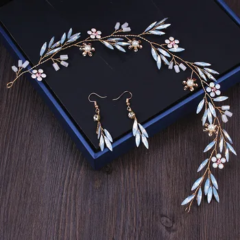 

sensual flower headband earrings sets fairy beauty bridesmaid's girls hair orament wedding accessories