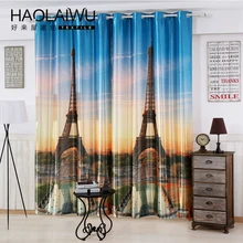 Free Shipping Modern Style 3D Digital Print font b Curtain b font Eiffel Tower Blackout font