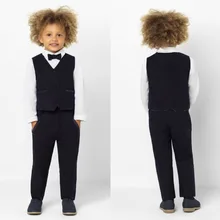 Новое поступление, одежда для мальчиков, детские костюмы с лацканами, одежда, выполненная на заказ, комплект из 2 предметов, костюмы для выпускного вечера(штаны+ галстук+ жилет) 014