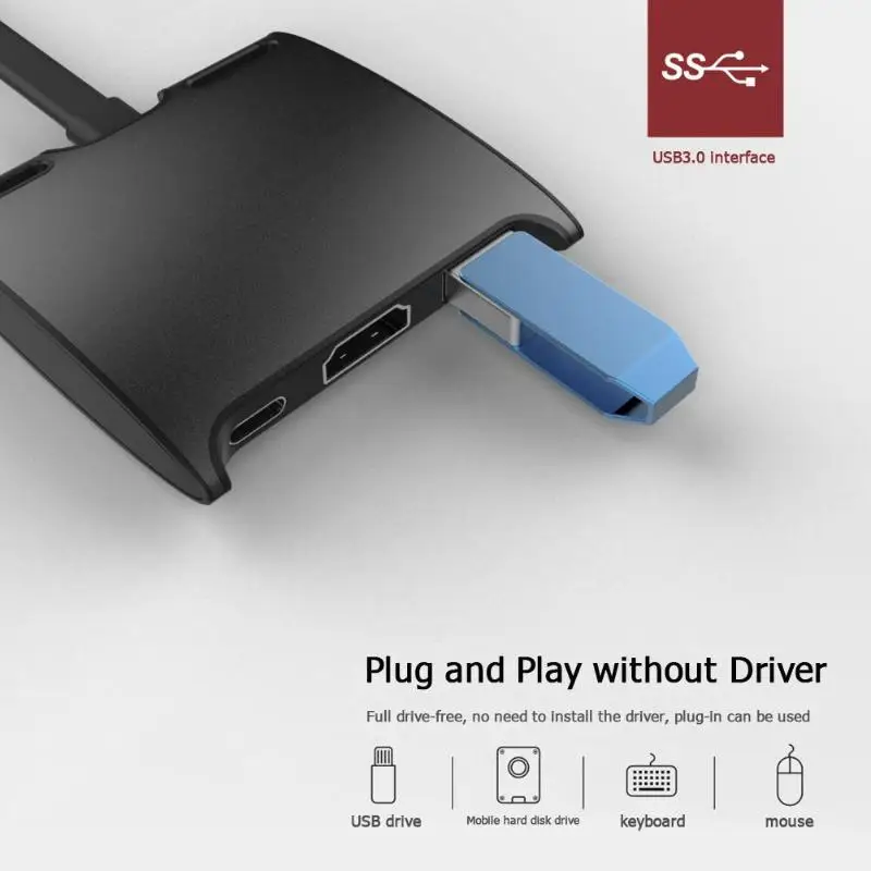 Новые 4 k USB концентраторы 3 в 1 USB-C 3,1 концентратор типа C к HDMI USB 3,0 зарядка PD адаптер конвертер для ТВ ноутбука флэш-драйверы USB