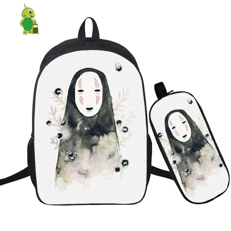 Ghibli унесенный спиралью без лица Мужской рюкзак 2 шт./компл. школьная сумка для подростков мальчиков и девочек рюкзак для ноутбука пенал дорожные сумки - Цвет: 12