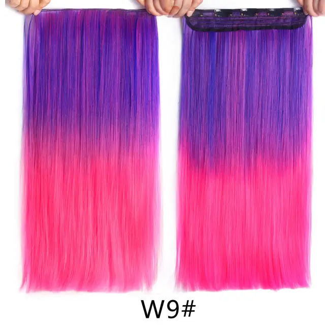 Leeons Synthetic Hair Ombre 5 Clips Hair Extensions Black Purple