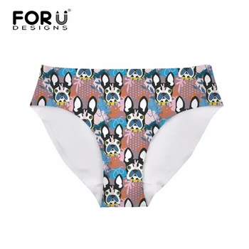 

FORUDESIGNS Abstract Pup/Boston Terrier Print Women's Seamless Underwear Low-rise Panty for Girls Ladies Lingerie Mujer Briefs