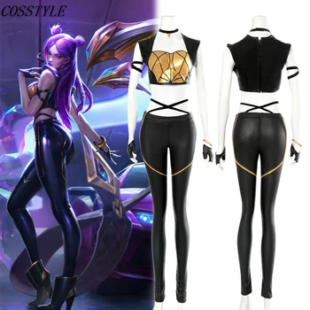 

LOL KDA Cosplay Costume KDA Kaisa Cosplay Costume Game Kaisa Leather Outfit Full Sets K/DA Group LOL Character Cos with Gloves