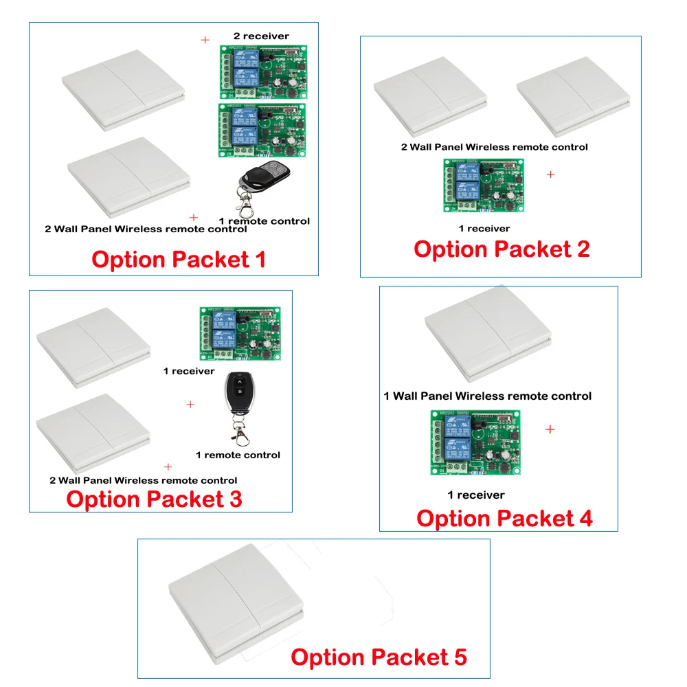 Настенная панель беспроводной пульт дистанционного управления AC 110V 220V 2CH 433Mhz релейный приемник 2 кнопки для лампочки настенный выключатель
