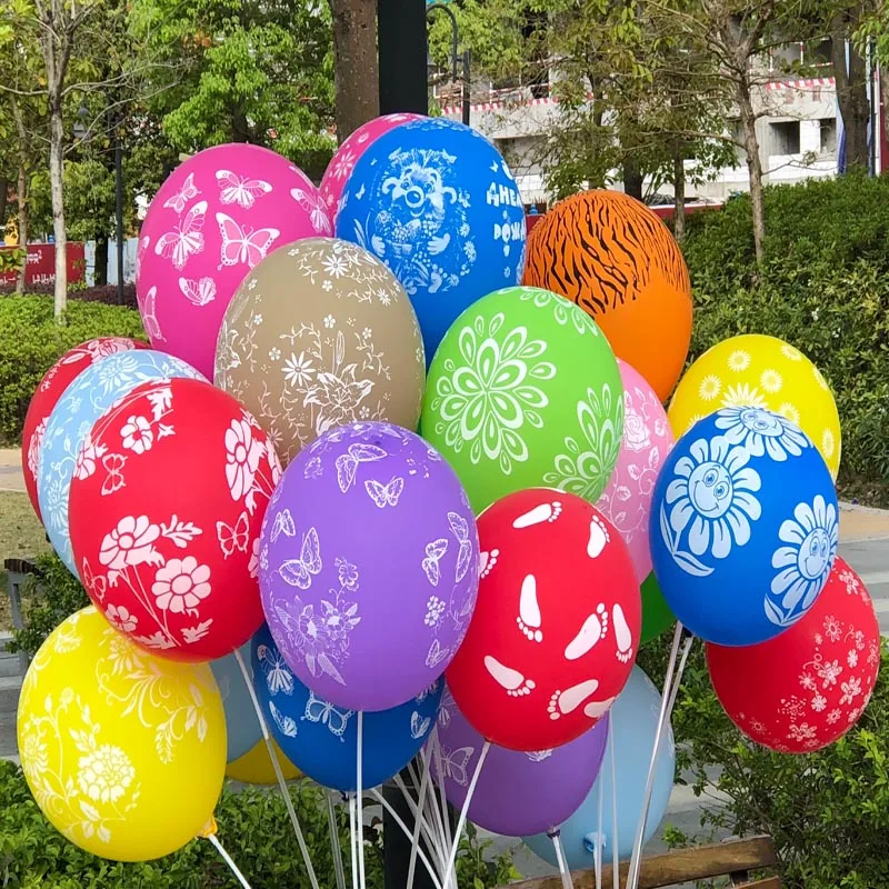 50 шт 12 дюймовые латексные надувные воздушные шары с цветами разноцветные