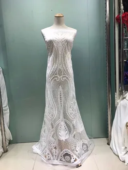 

DHL offers free white lace fabric 5yard/lot African lace and high quality African sequined bridal gown fabric MY08368