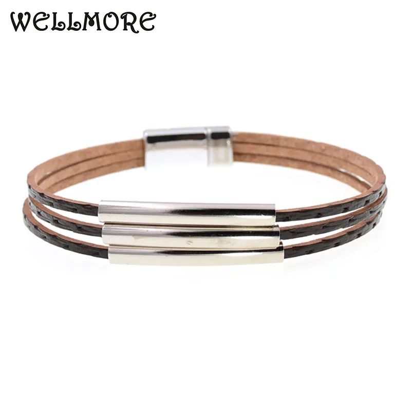 

WELLMORE women bracelets Leather bracelets white copper pipe charm bracelets for women fashion jewelry drop shipping
