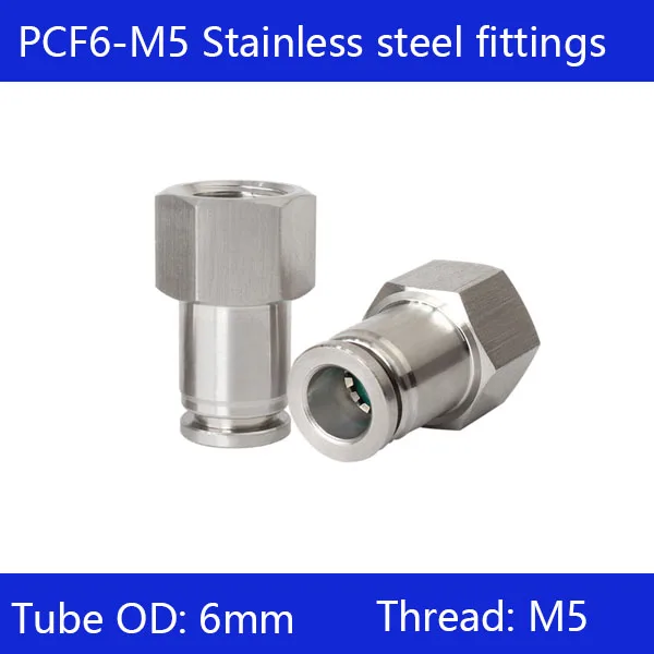 

Free shipping 10 pcs/lot 5mm to M5 PCF6-M5,304 Stainless Steel Straight Female Connector