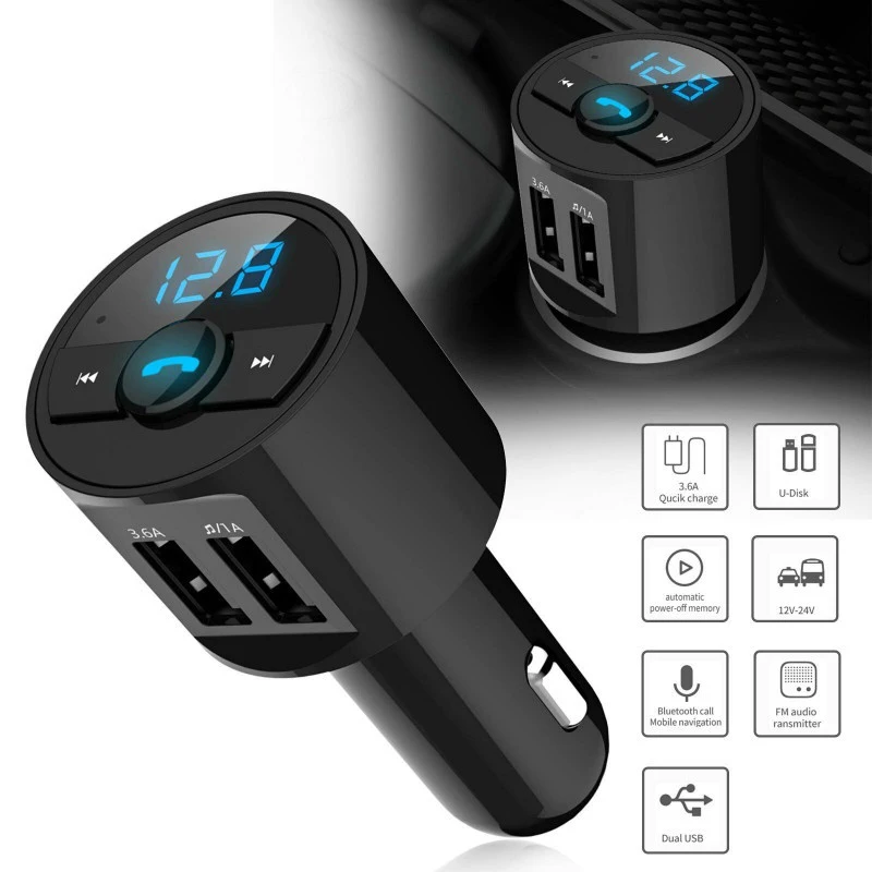 

Car Dual USB Charger For Smart Phone FM Transmitter Radio Adapter MP3 Player For Mobile Cell phone Car Charger Accessories