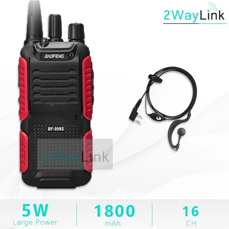 Горячая 5 Вт Baofeng bf-999s плюс Walkies Uhf радио 999(2) двухстороннее радио приемопередатчик для безопасности, отеля, ветчины BF999s обновление 888s - Цвет: Add Headset