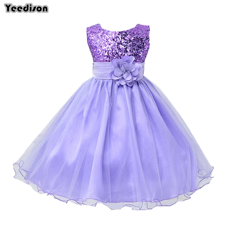 Yeedison/милое платье с блестками для девочек; Детские праздничные Платья с цветочным рисунком для девочек; костюм принцессы на свадьбу; коллекция года; Детские платья для выпускного бала; возраст 10 лет