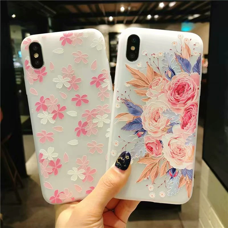 

For iphone X 10 Case For iphone 6s Floral Phone Bag Cases Silicone coque for iphone On 5 5s se 6 6s 7 8 Plus TPU Case Cover para