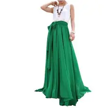 Шифоновая винтажная длинная плиссированные женские юбки летняя Высокая талия в пол белая Расклешенная юбка Макси Плюс Размер 6XL
