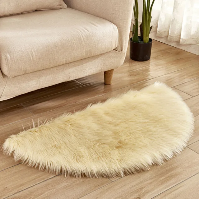 Heart Half Round Rugs Wool Imitation Sheepskin Hairy Carpet Faux Floor ...