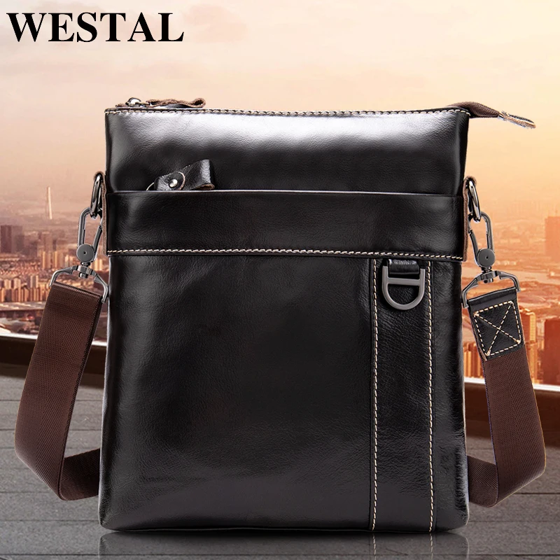 WESTAL جلد طبيعي حقيبة ساعي بريد للرجال المرأة حقيبة كتف جلد أصلي للرجال صغيرة عارضة رفرف الذكور Crossbody أكياس للرجال 9010