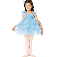 Гимнастический трико для девочек трико детский танцевальный костюм газовая пачка Женская балетная одежда для выступлений костюмы платье