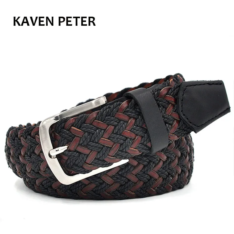 

Unisex Casual Waistband Canvas Woven Leather Belt With Wax Rope And German Bonded Leather Mixed Wholesale Unisex Waist Belt