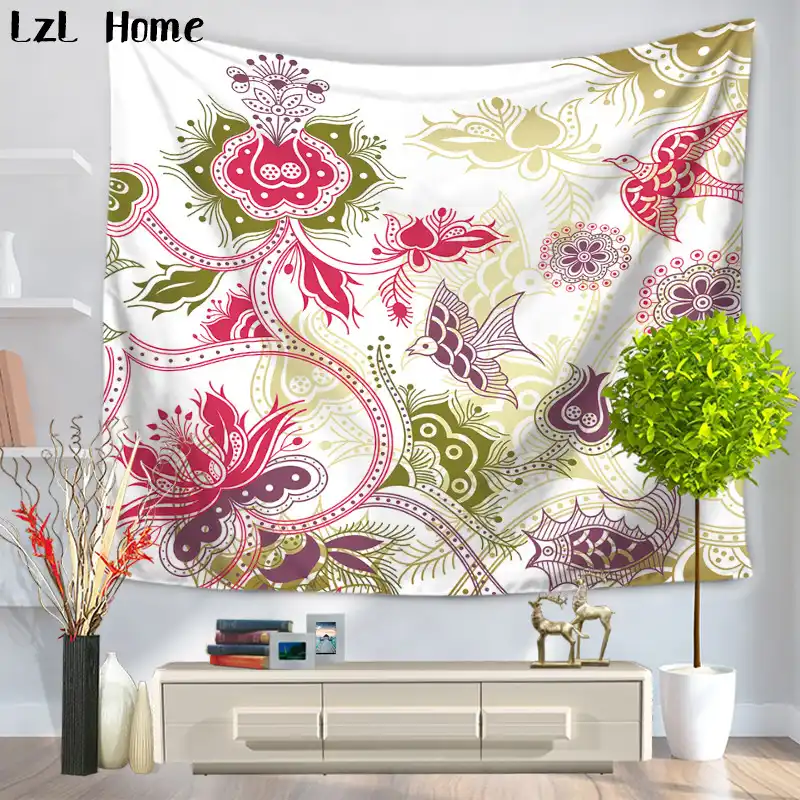 Lzl Flores Del Hogar Pajaros Kirigami Patron Tapiz Indio Mandala