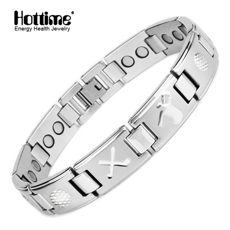 Hottime двухрядные 3500 Gauss мощные магнитные браслеты для здоровья и браслет титановая