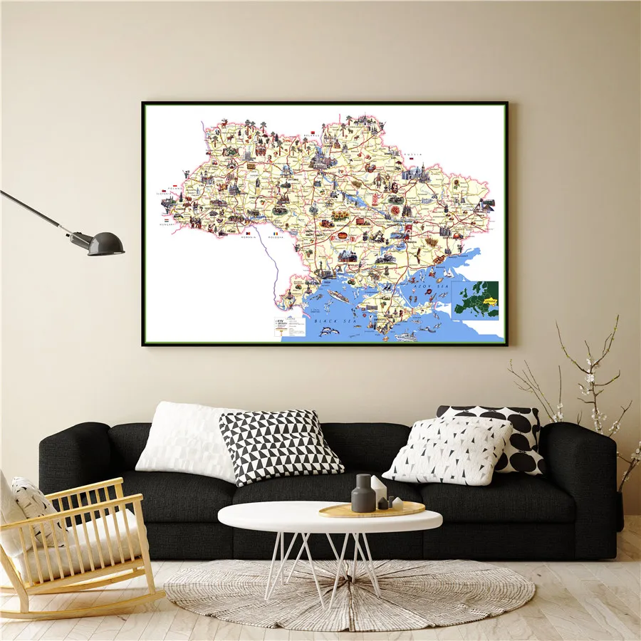 

Ukraine Travel Map Exquisite Design Vintage Canvas Printable Painting Cafe Bar Pub Home Decor Wall Art Sticker