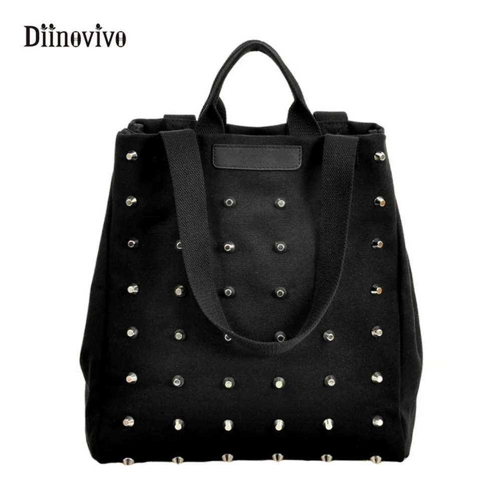 

DIINOVIVO Large Capacity Women Rivet Handbag European and Americans Style Shoulder Bag Ladies' Metal Punk Casual Totes WHDV0119
