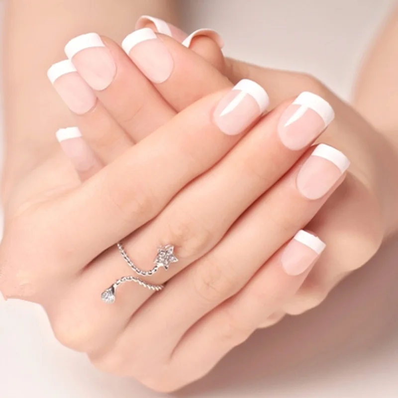 

New Fashion 24Pcs Natural Short False Nails Acrylic Nail Art Tips Glitter Smooth Style Full Cover Nail Art Decoration Hot Sale