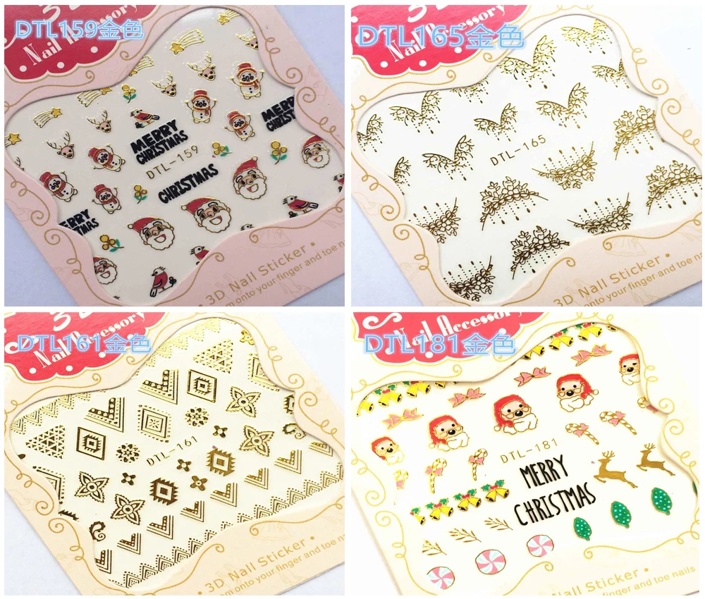 

3D Gold, Nails Art Manicure Back Glue Decals Decorations Design Nail Stickers For Nails Tips Beauty