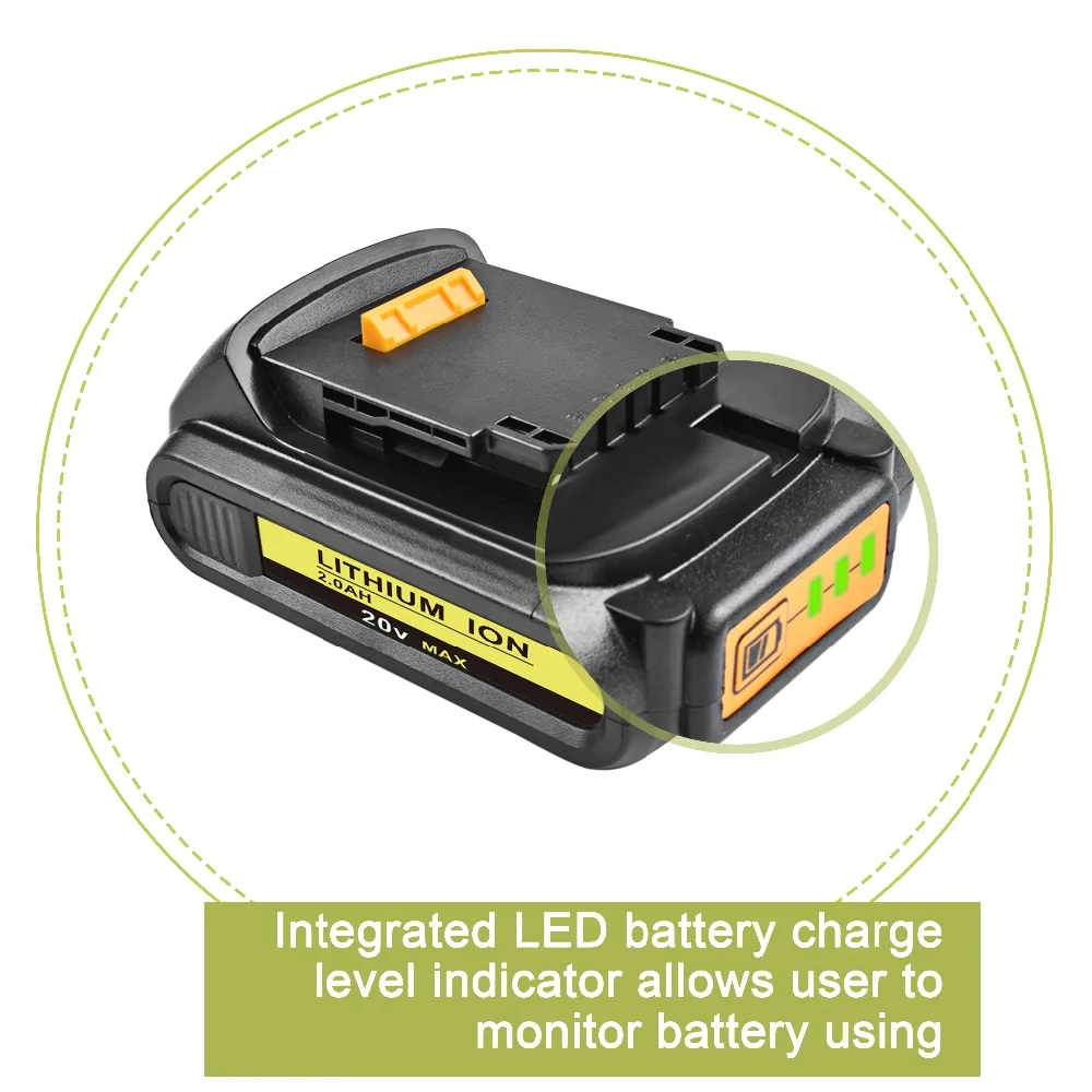 18 в 2000 мА/ч, DCB200 Li-Ion Перезаряжаемые Мощность инструмент Батарея для DEWALT DCB203 DCB181 DCB180 DCB200 DCB201 DCB201-2 L10