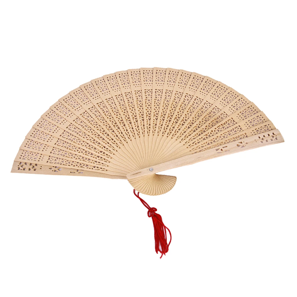 Chinese Japanese Sandalwood Hand Fan Wooden Scented for Wedding Party Cosplay