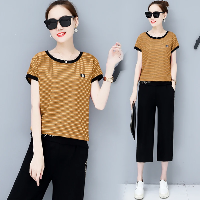 

YICIYA striped 2 piece set outfit tracksuit sportswear co-ord set for women 2019 summer top and pants suits plus size clothing