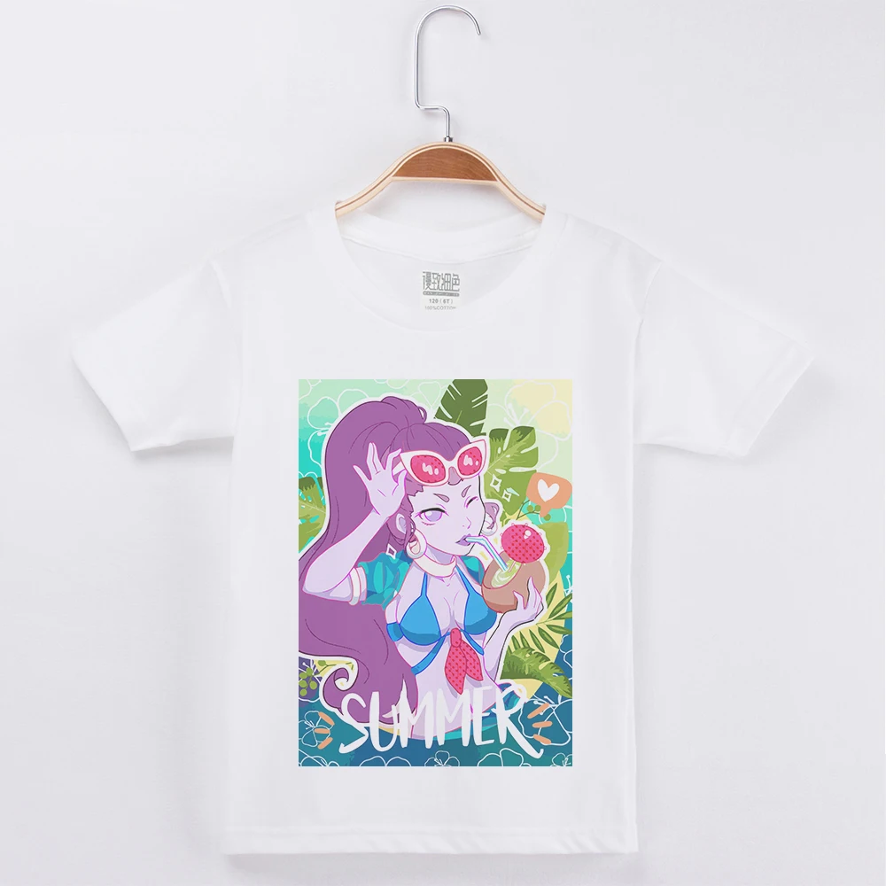 

New Fashion Kid Clothes Girls T-shirt Beautiful Girl Cartoon Print Cotton O-Neck Children Short T Shirts Tops Tee Child Clothing