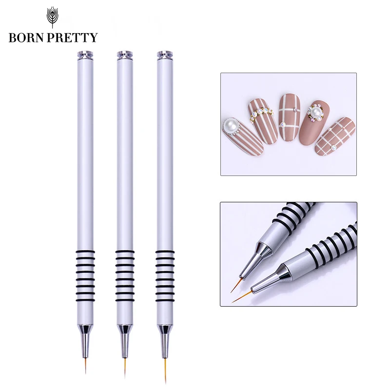 

UV Gel Nail Liner Drawing Brush 7mm 9mm 11mm Flower Painting Acrylic Pen Silver Handle Manicure Nail Art Tool
