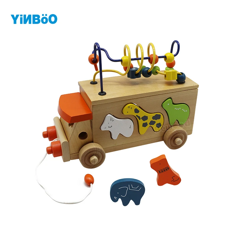 

Wooden toy Animal Beads Bus Toy Baby Children Learning Game Toddler Building Blocks Educational toys Gifts for children