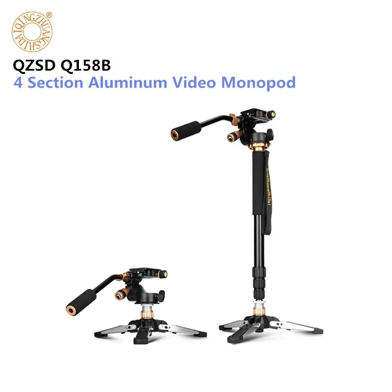 

QZSD Q158B 4 Section Aluminum Video Monopod Tripod 3-Way Pan Head With Quick Release Plate For SLR /Video Camera /DV /Phone
