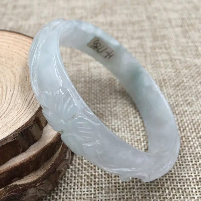 

A-1786 Vintage Chinese Hand-carved Green Jadeite Jade Gems Bracelet Bangle 59mm a 5.19