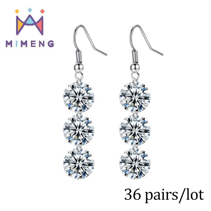 

Wholesale (36 pairs/lot) Hot Fashion Zircon Earring Drop Crystal Earrings Crystal 6 Gems Earrings