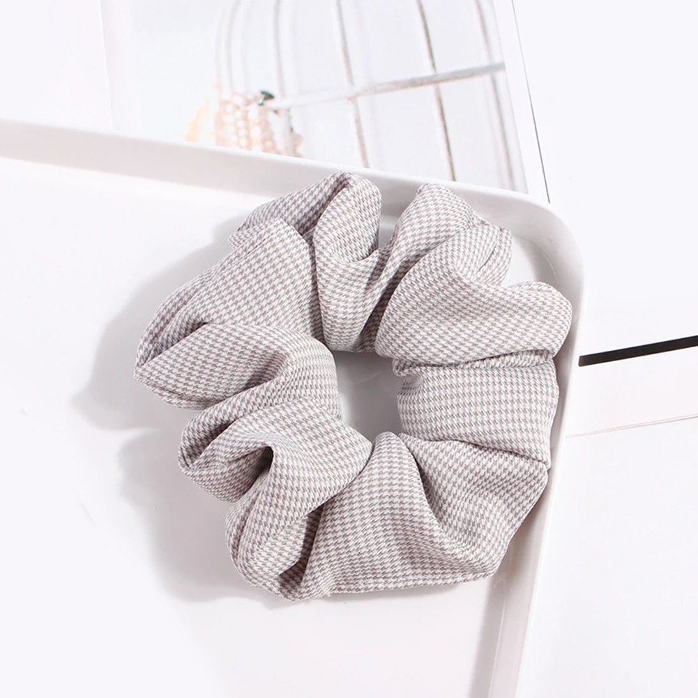 Hot Sales Korean Net Plaid Scrunchies Elastic Hair Bands Hair Rope Ties Women Girls Sweet Cute Hair Accessories Ponytail Holder - Цвет: Светло-серый