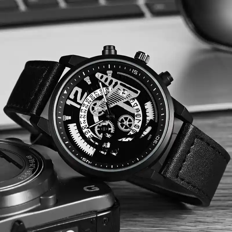 men's watch with gears showing