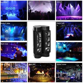 

60W RGBW Colorful 8x LED Spider Beam Moving Head Stage Lighting Decoration For Wedding Bar Disco DJ Nightclub Party Lights