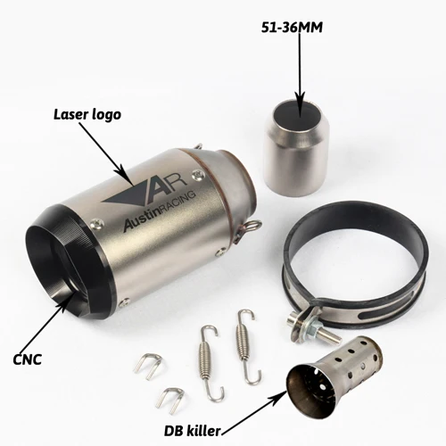 Универсальный 51 мм мотоцикл AR выхлопная труба с глушителем мото велосипедный горшок Escape для Yamaha Honda KTM Kawasaki с DB killer - Цвет: G