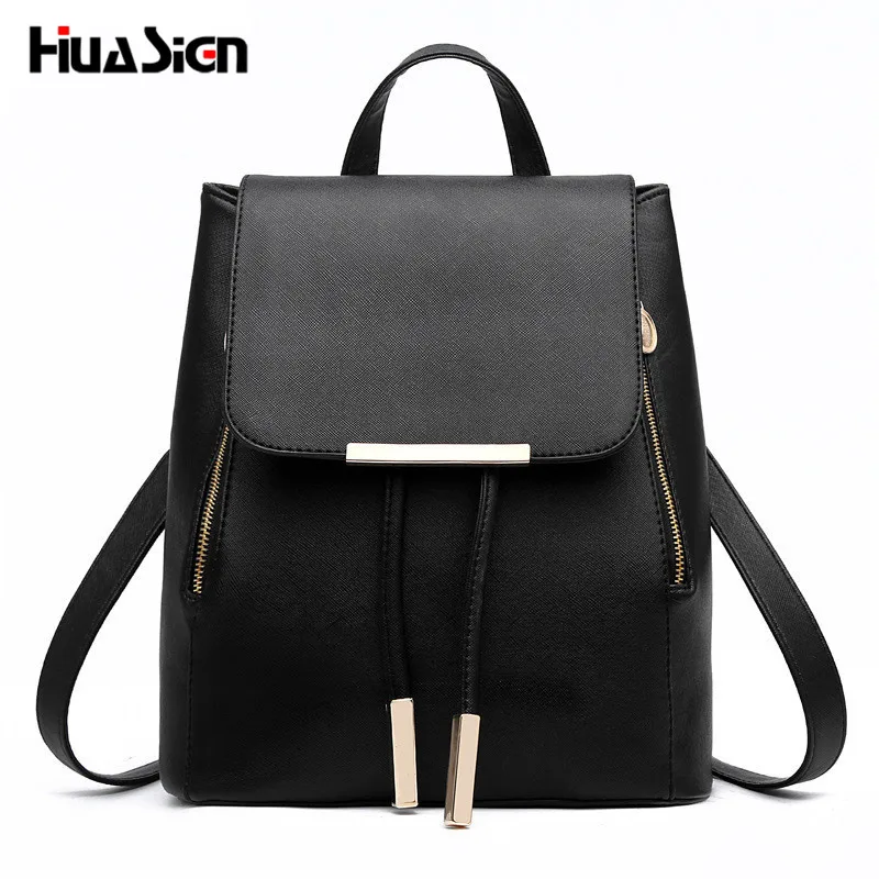 Huasign Women Backpack High Quality PU Leather Mochila Escolar School Bags For Teenagers Girls Top handle