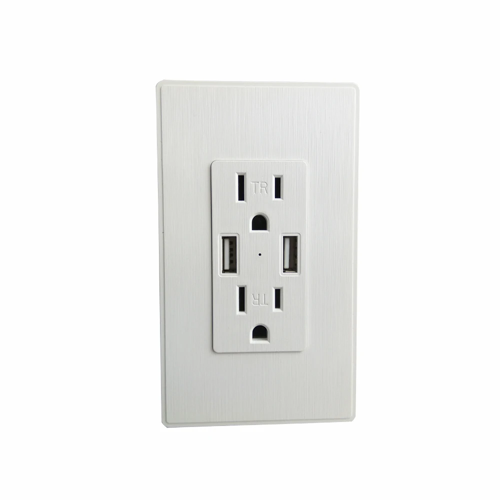 

120 Dual USB Plug Home Wall Socket,PC Panel US Standard Double USB Port Power Adapter Outlet,Tamper-Resistant Receptacle