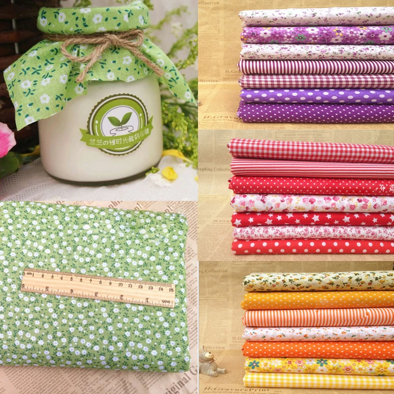 

7PCS Hot Assorted Quarters Cotton DIY Bundle Square Floral Printing Plain Weave Home Decor