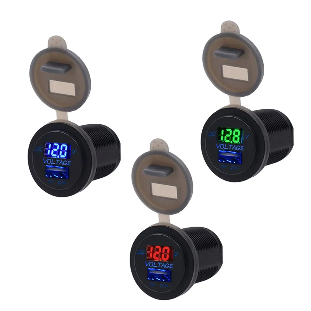 

Multifunctional USB Car Charger LED Voltmeter 12V-24V Universal Waterproof Phone Charger for Car Motorcycle Boat