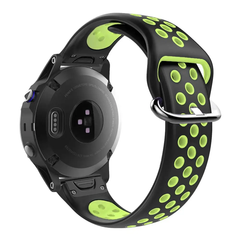 Быстросъемный силиконовый спортивный ремешок на запястье Quickfit ремешок для часов Garmin Forerunner945 935 Fenix 5 Quatix 5 Approach S60# AW - Color: Green