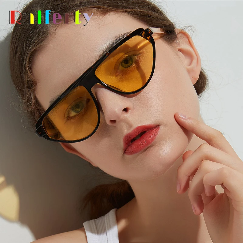 Ralferty 2018 новый ретро небольшой солнцезащитные очки Для женщин желтый облачно Солнцезащитные очки женские очки с разноцветными линзами