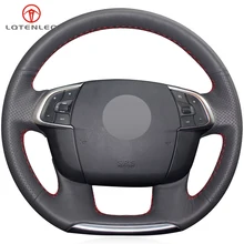 LQTENLEO черная искусственная кожа DIY ручной сшитый чехол рулевого колеса автомобиля для Citroen C4 C4L 2011- DS4 DS 4