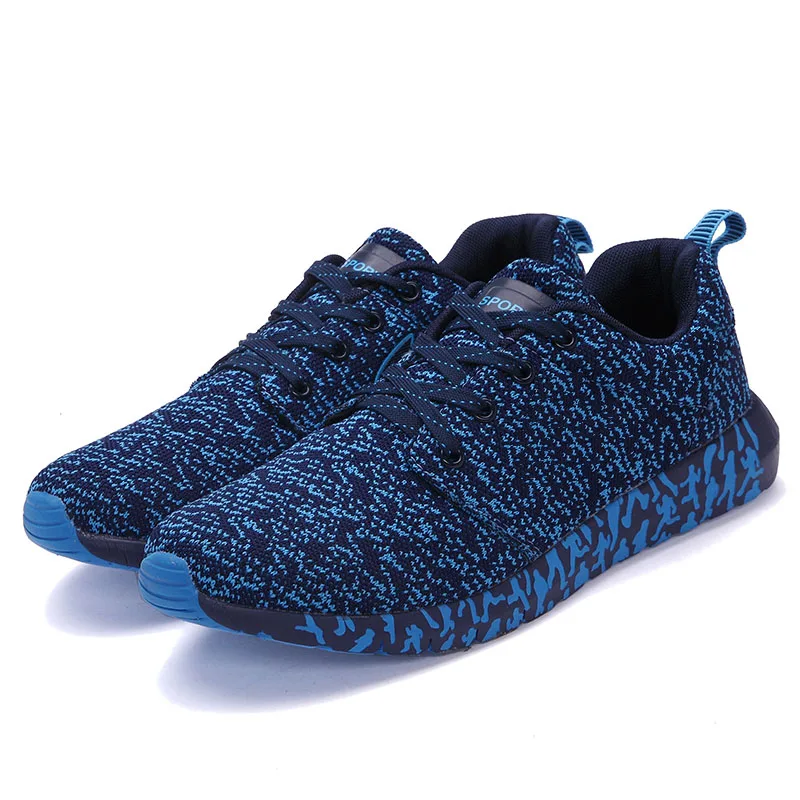 Bjakin Лидер продаж для мужчин кроссовки кружево до дышащий Спортивная обувь всесезонные удобные спортивные обувь пара легки - Цвет: Blue