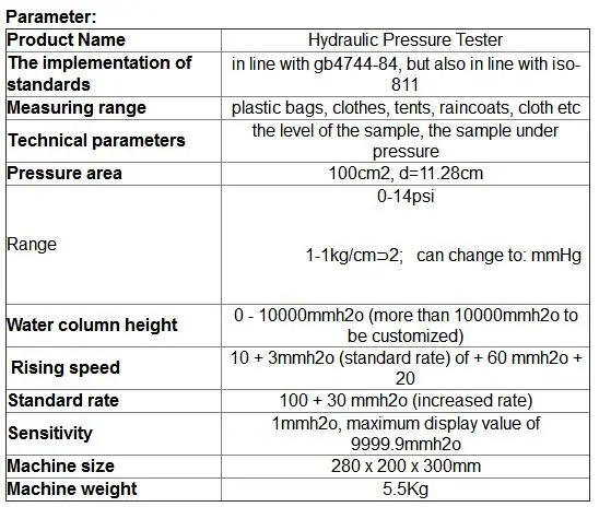 Тестер гидростатического давления для текстильной ткани пластиковые пакеты, одежда, палатки, дождевик водостойкая испытательная машина